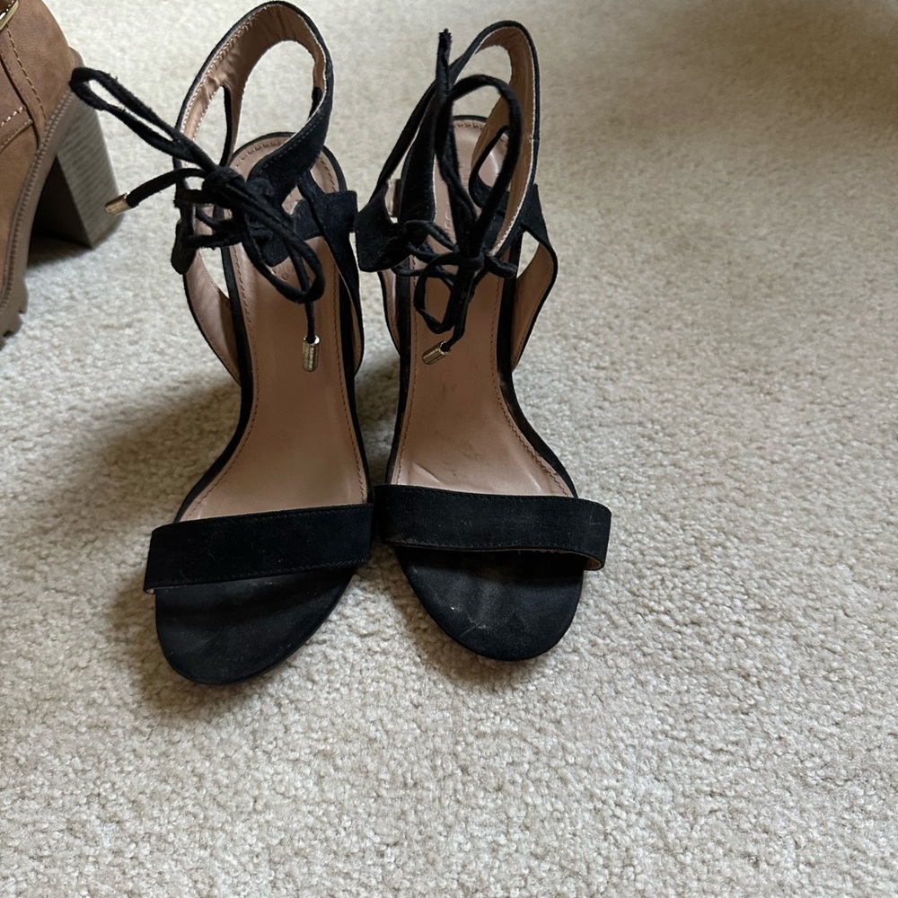 Chunky black heels